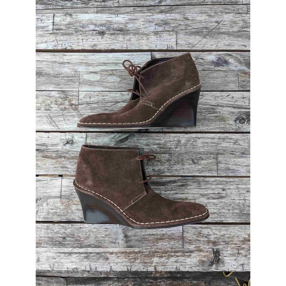 Lauren Ralph Lauren Chocolate Brown Suede Wedge Boots - Picture 4 of 8